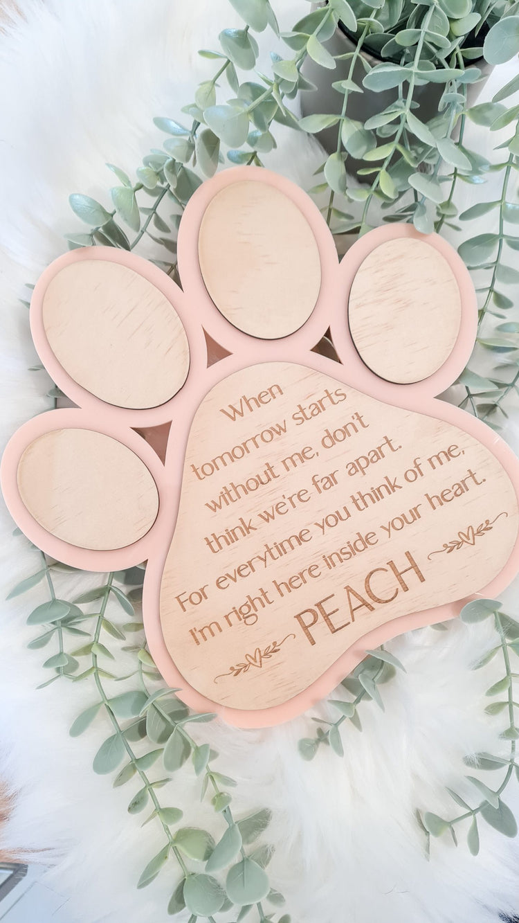 Paw Memorial Plaque