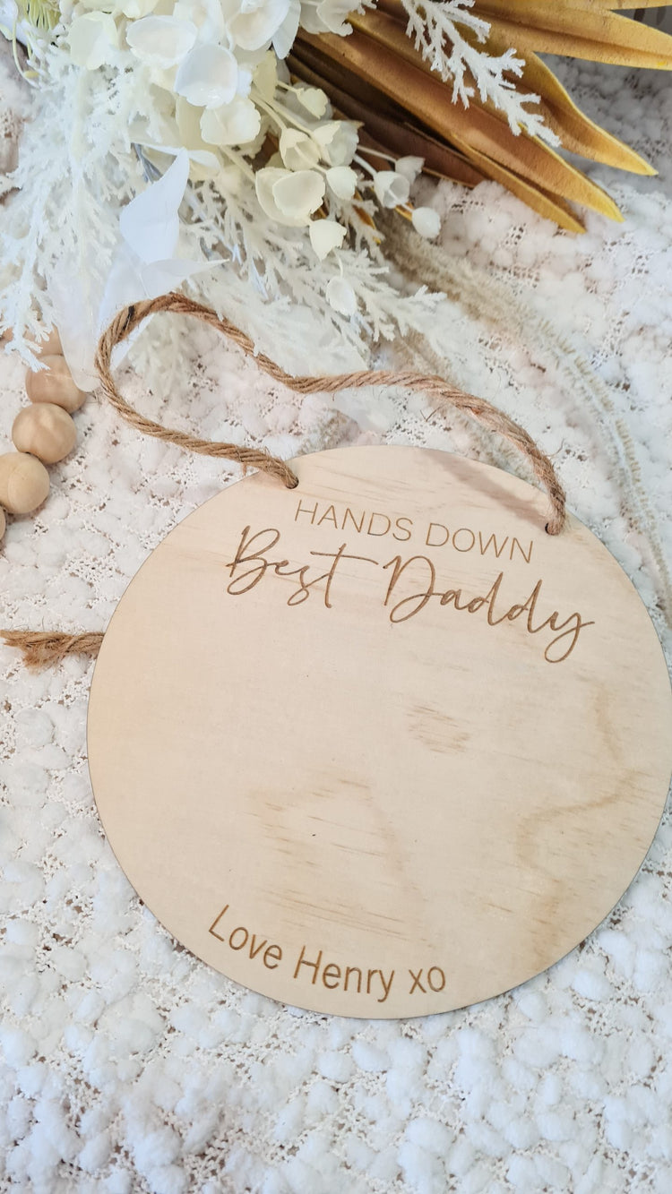 Hands Down Handprint Plaque – Father’s Day