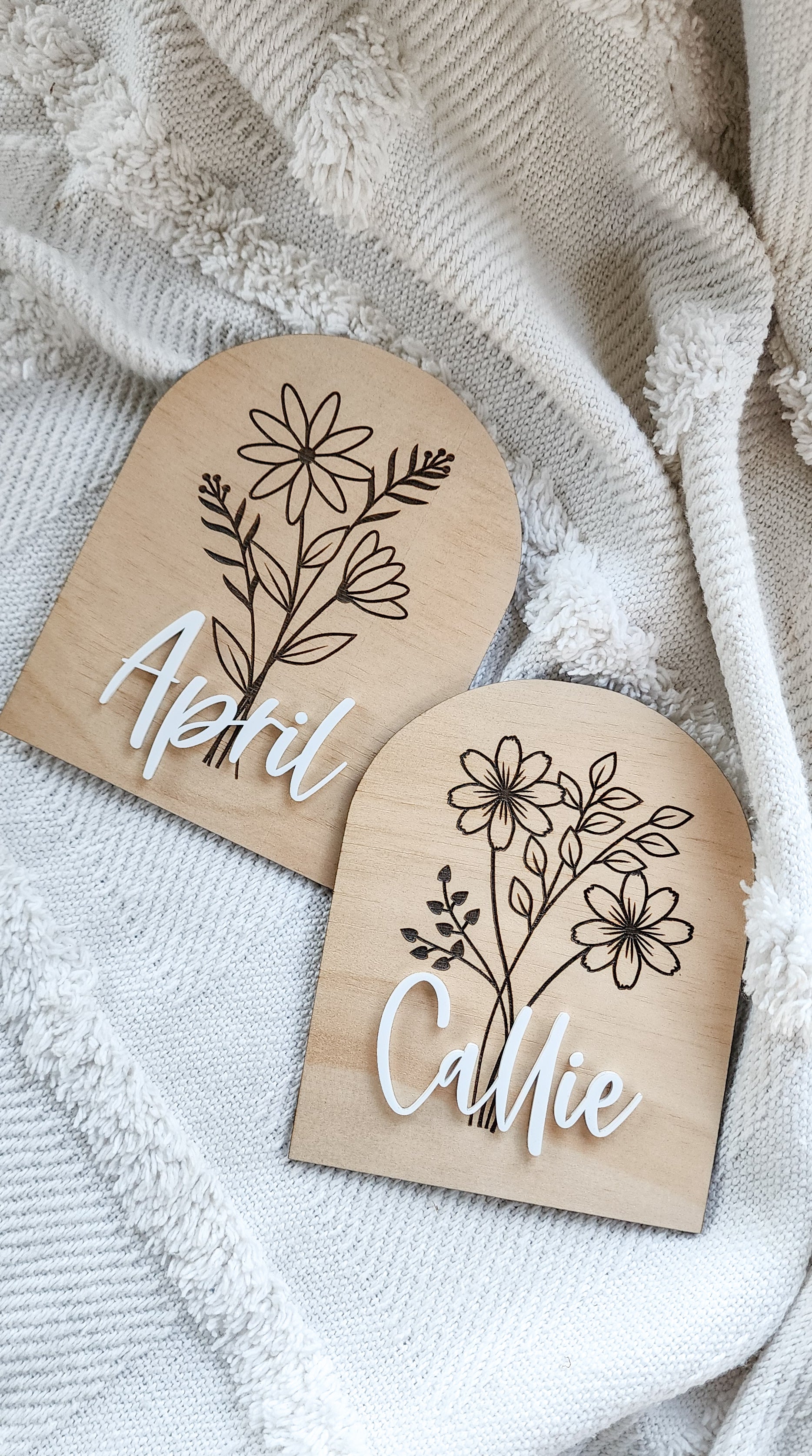 Birth Month Flower Announcement Plaque – Love, Abby