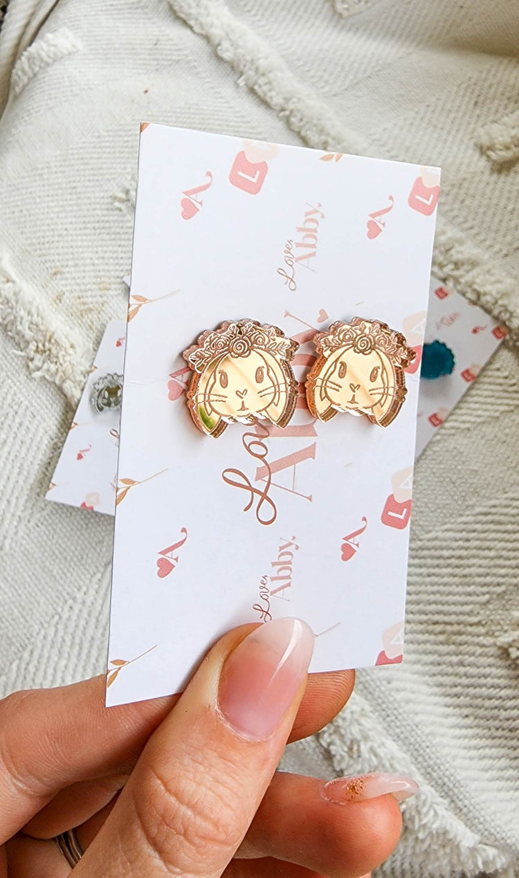 Flower Crown Bunny - Mirror Acrylic Earring