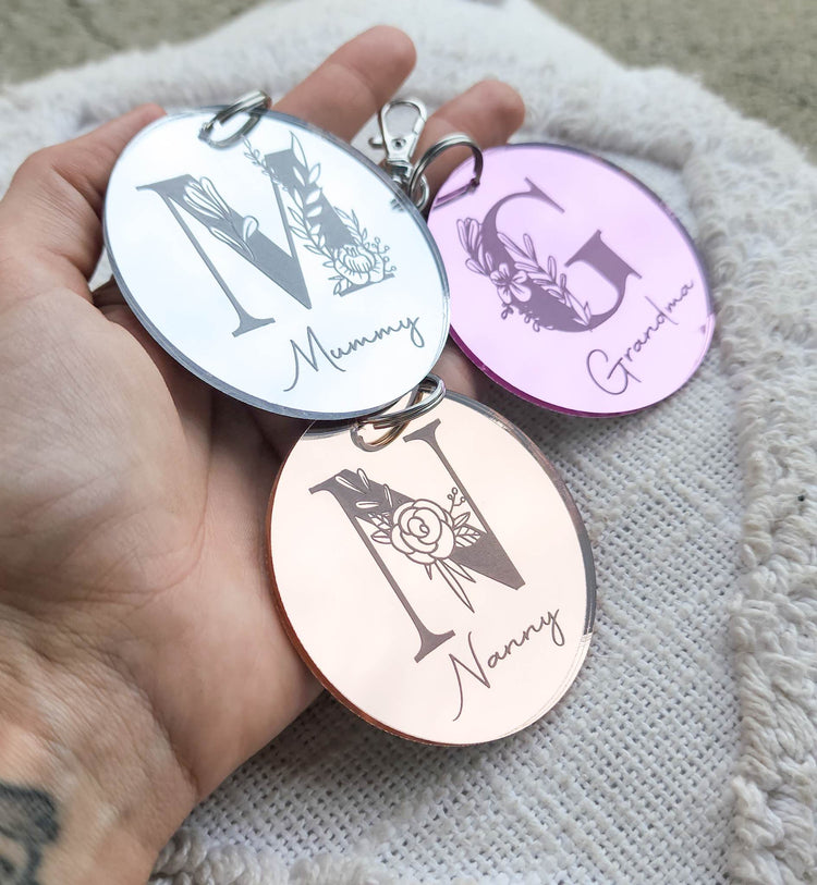 Floral Letter Keyring