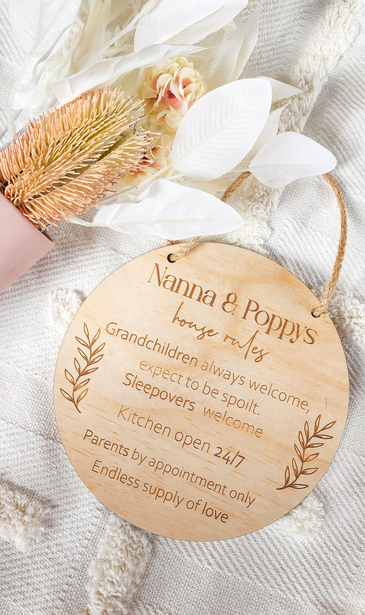 Nanna & Poppy’s House Rules Plaque