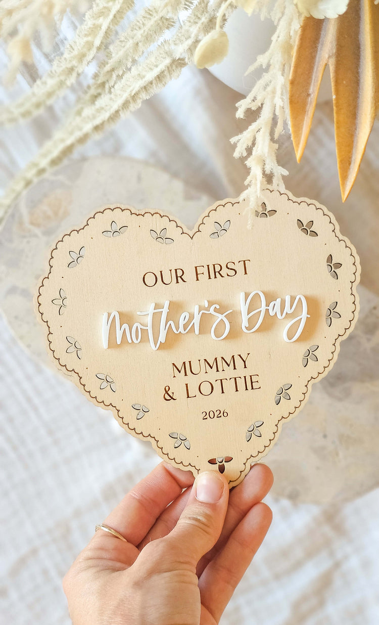 Vintage Heart First Mother's Day Plaque