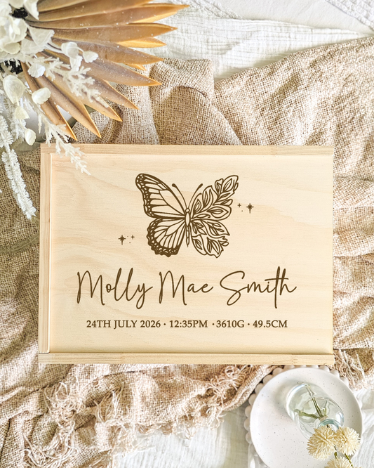 Wooden Keepsake Box - Butterfly Design
