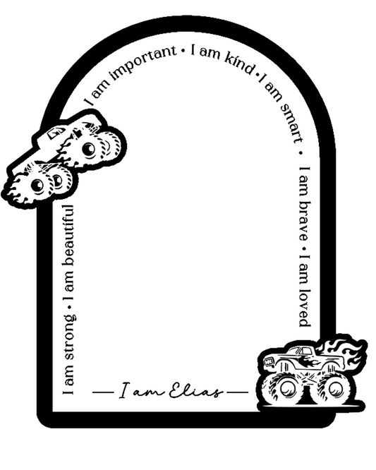 Personalised Daily Affirmation Mirror - Monster Trucks