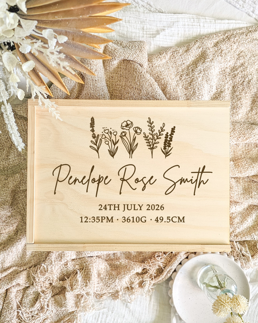 Wooden Keepsake Box - Wildflower Design