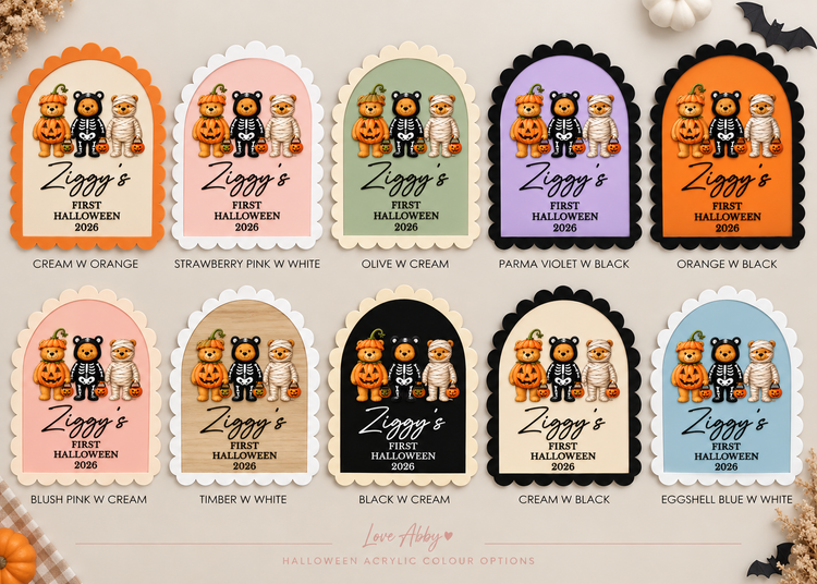 Acrylic First Halloween Plaque | Arch UV Print Designs