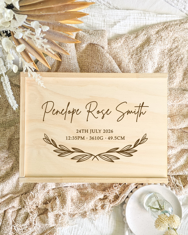 Wooden Keepsake Box - Leaf Design