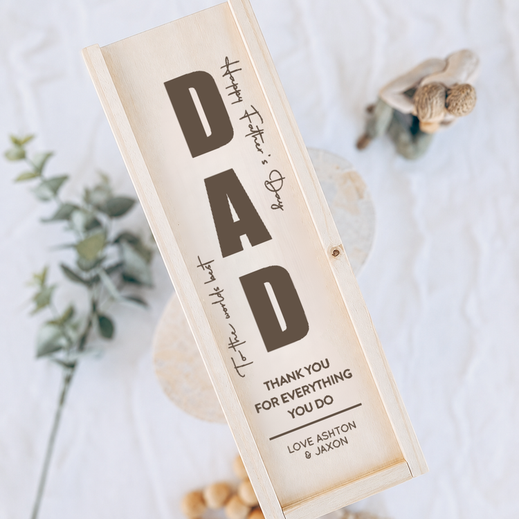 Personalised Wooden Wine Box for Dad