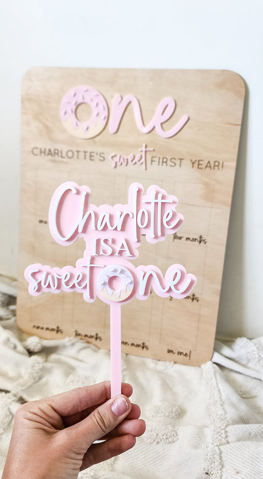 First Year Photo Board & Cake Topper Bundle