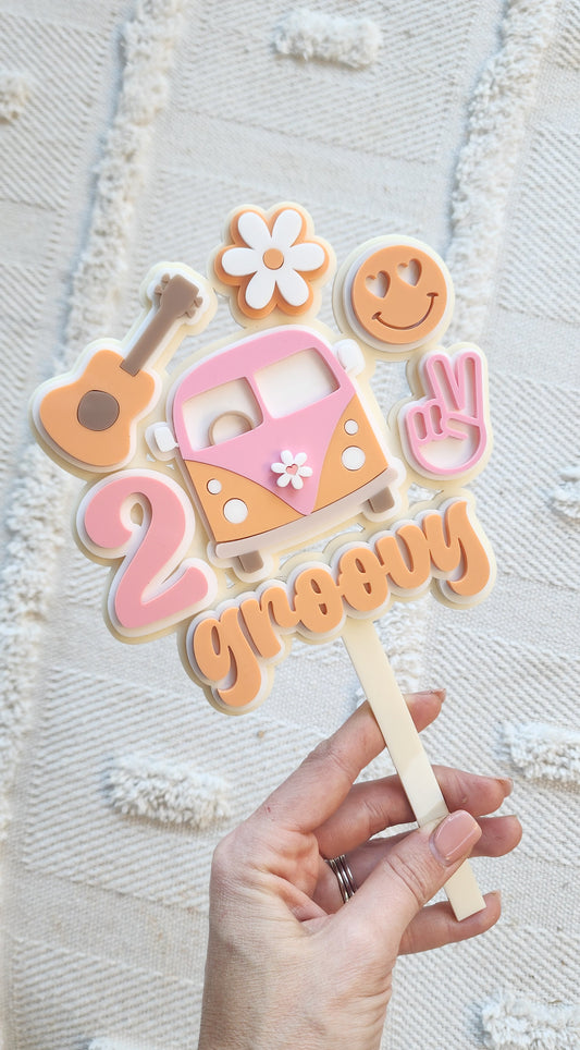 Retro groovy cake topper