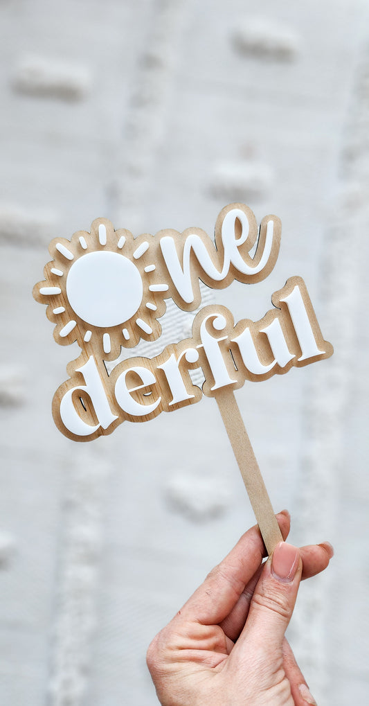 One- derful with sun cake topper