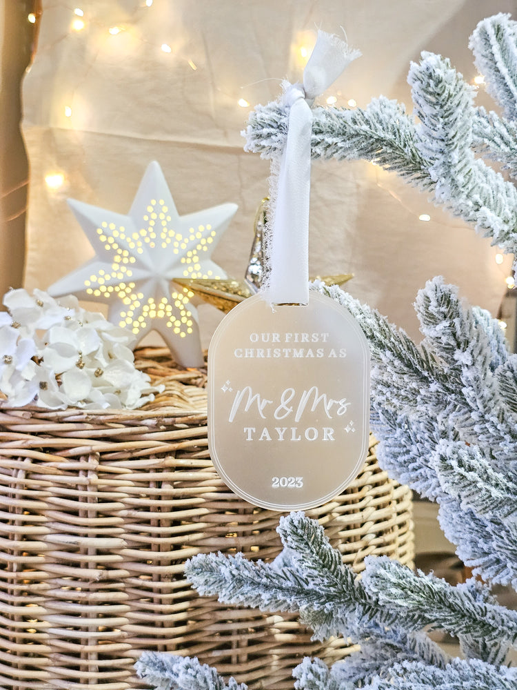 First Christmas as Mr & Mrs - Oval ornament