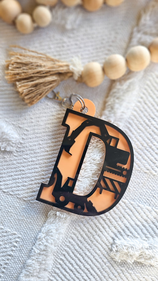 Construction Layered Letter Keyring