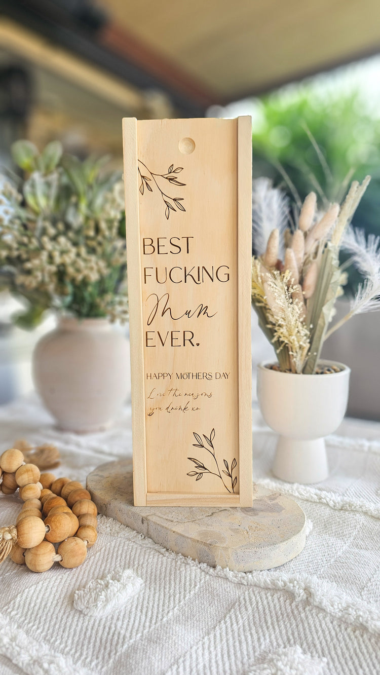 Personalised Wooden Wine Box for Mum