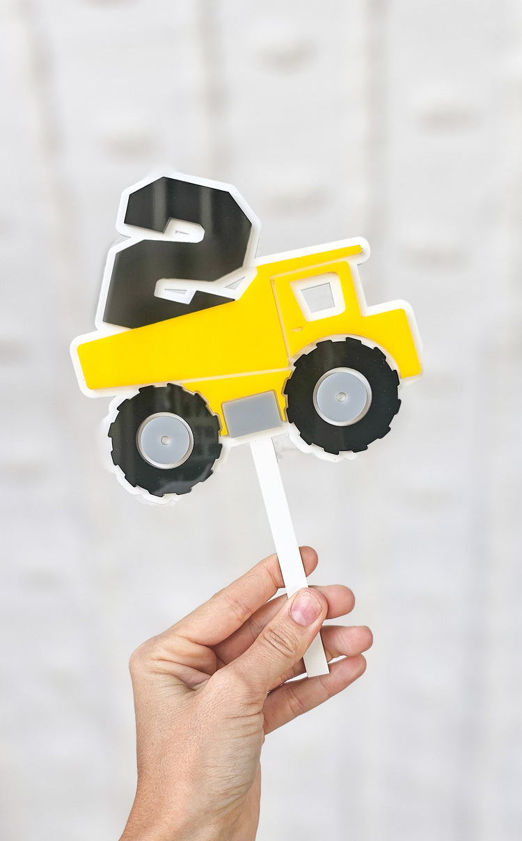 Construction truck & Number Cake topper