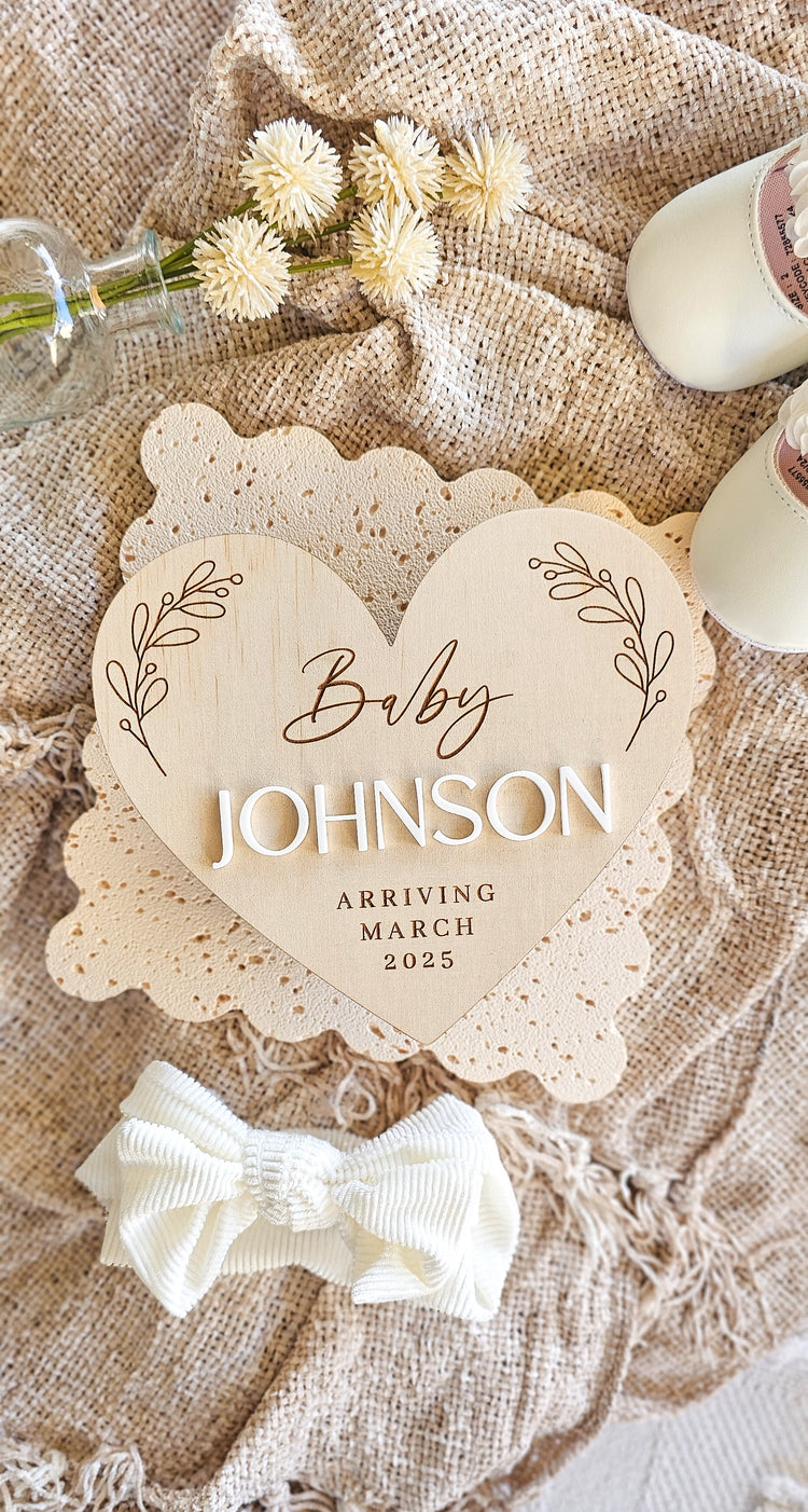 Heart Pregnancy Announcement Plaque