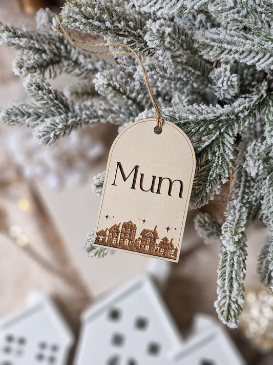 Personalised Christmas Village stocking Tag