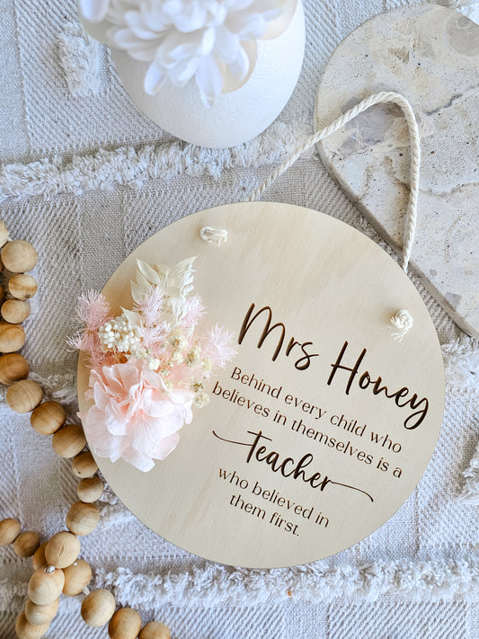 Dried Flower Teacher Personalised Plaque