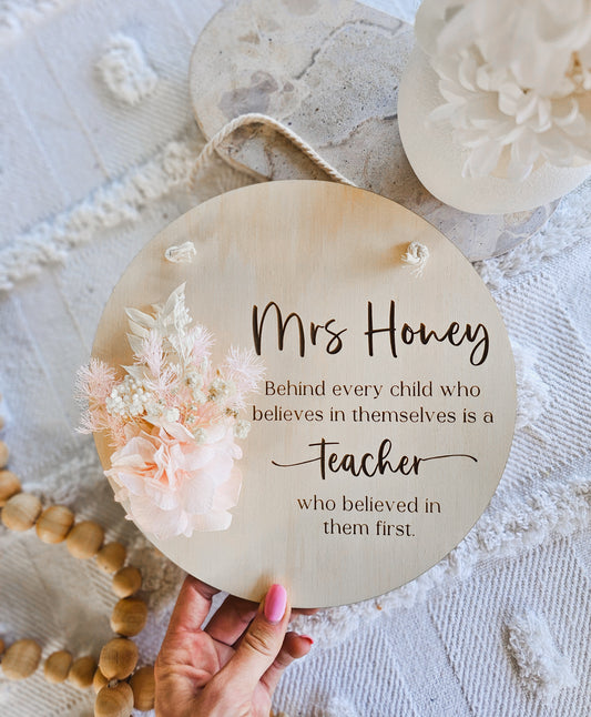 Dried Flower Teacher Personalised Plaque