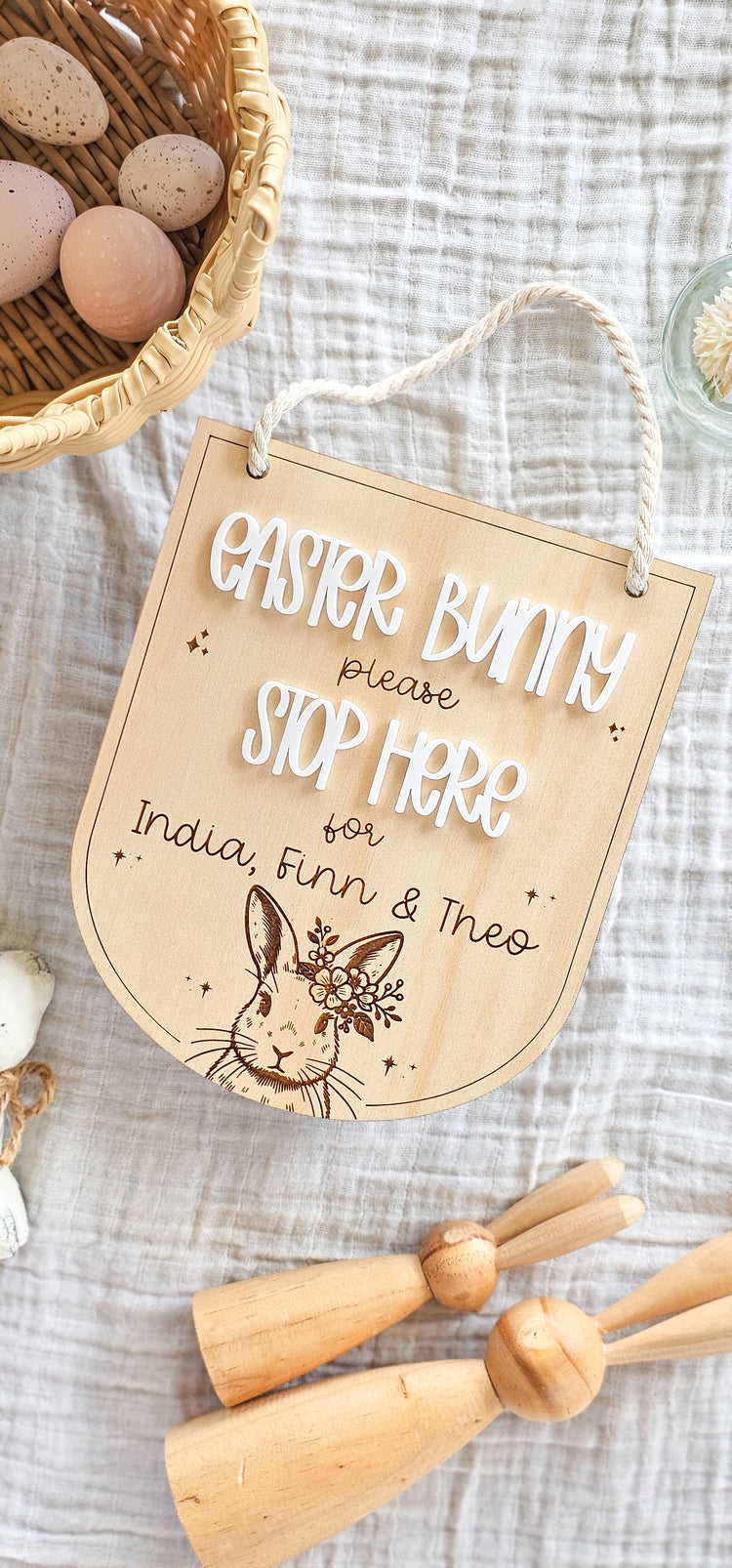 Easter Bunny please stop here plaque - multiple designs