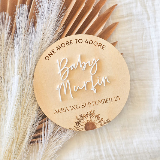 One more to adore sunflower pregnancy announcement