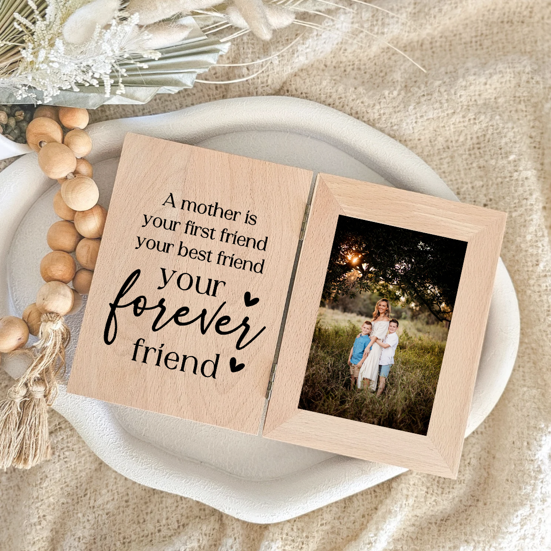 Timber Book Frame - first friend, best friend, forever friend – Love, Abby