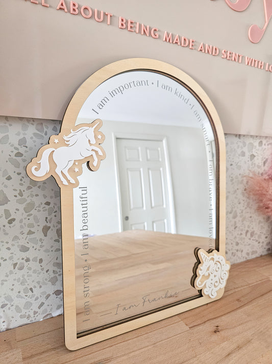 Personalised Daily Affirmation Mirror - Unicorns