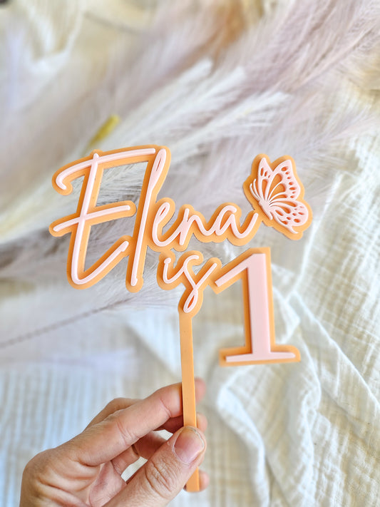 Personalised Name & Butterfly Cake topper