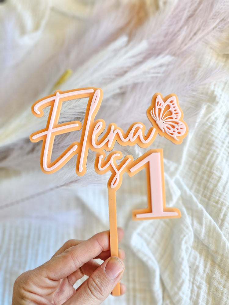 Personalised Name & Butterfly Cake topper