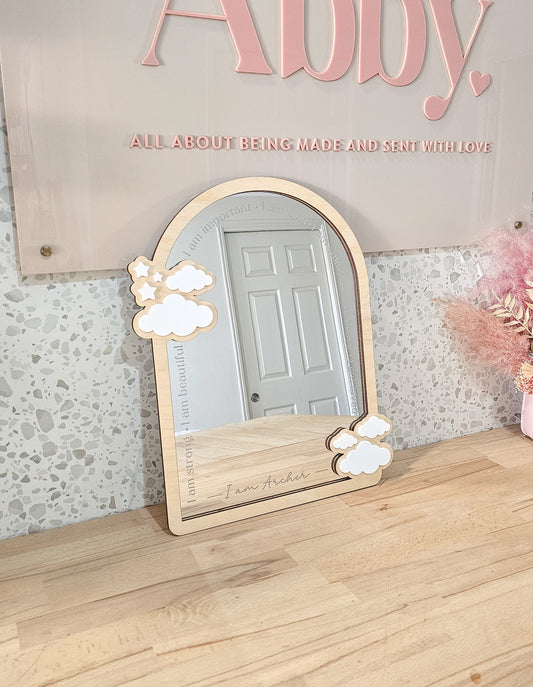 Personalised Daily Affirmation Mirror - Clouds