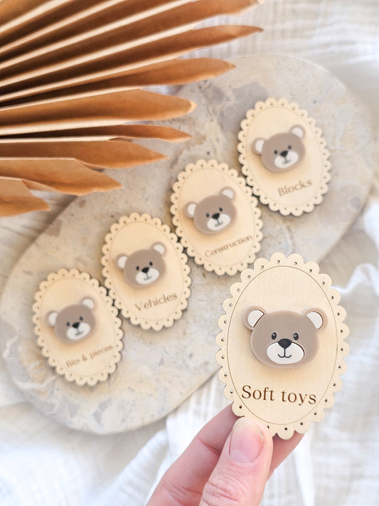 Vintage Storage Labels - Teddy Bear Face