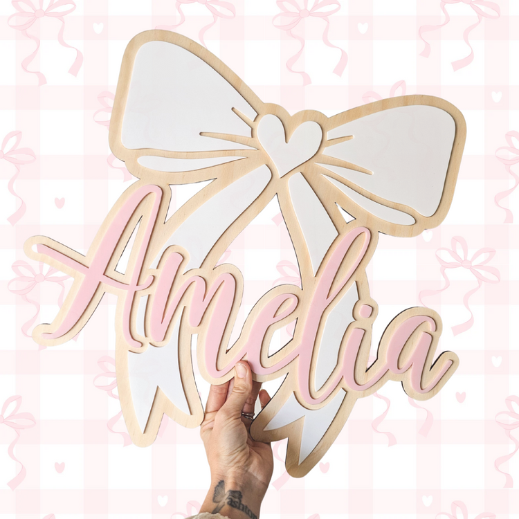 Personalised bow name plaque