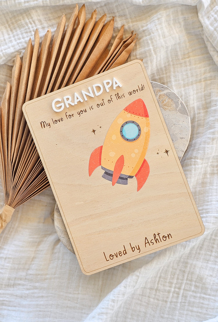 Father's Day Printed Handprint Sign - Space Rocket