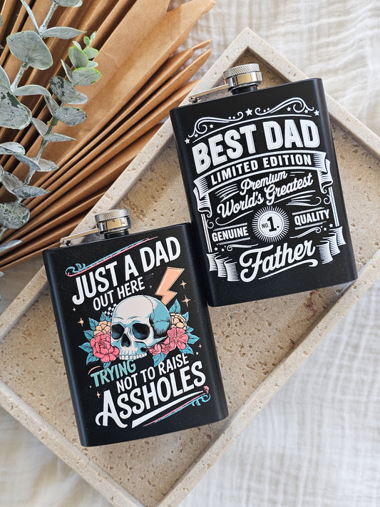 Father's Day Flask Box Set with printed designs