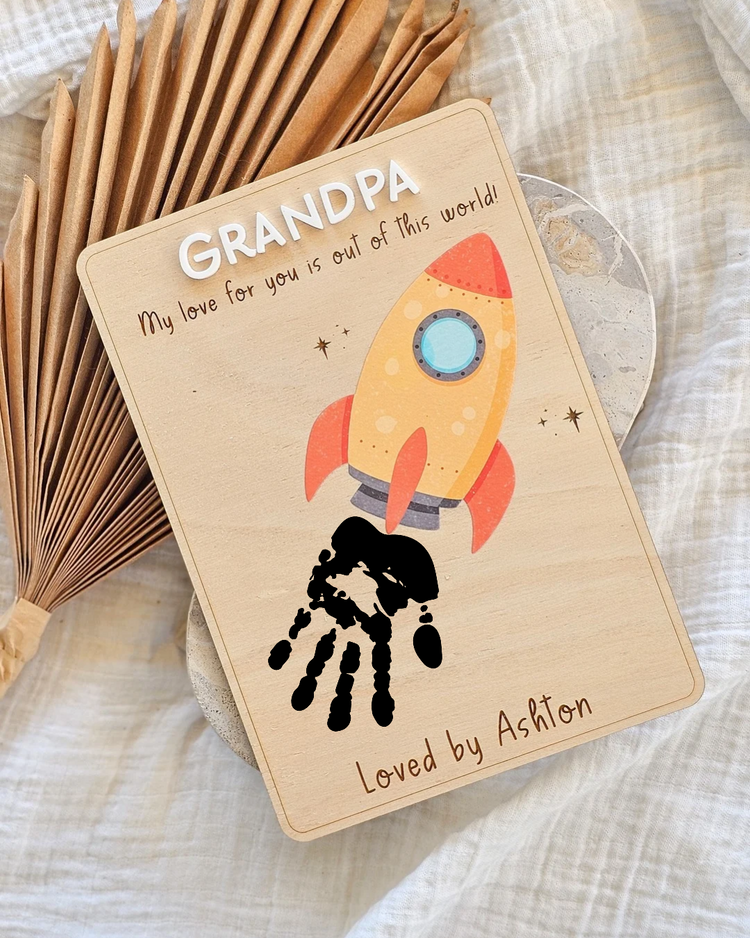 Father's Day Printed Handprint Sign - Space Rocket