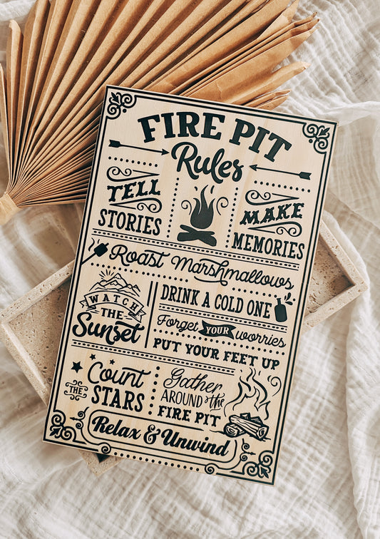 Fire Pit Rules Sign