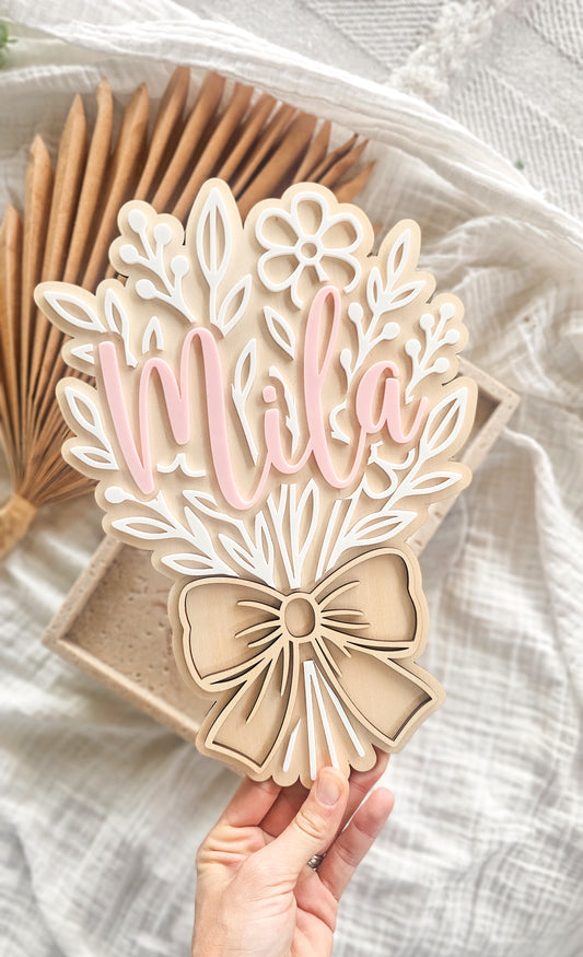 Bouquet Flower Personalised Name Plaque
