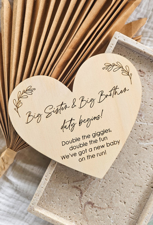 Big Sister & Big Brother Duties Begin Announcement Plaque