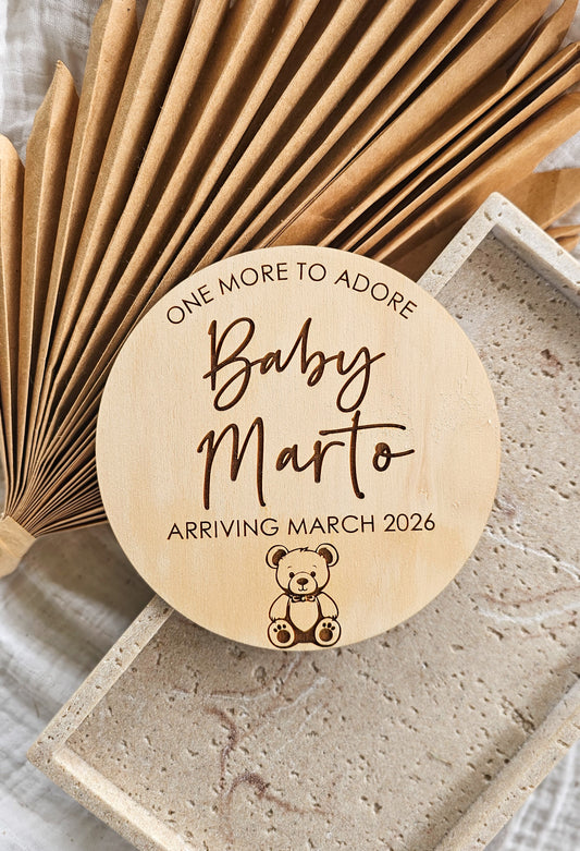 Baby Announcement Plaque with teddy bear