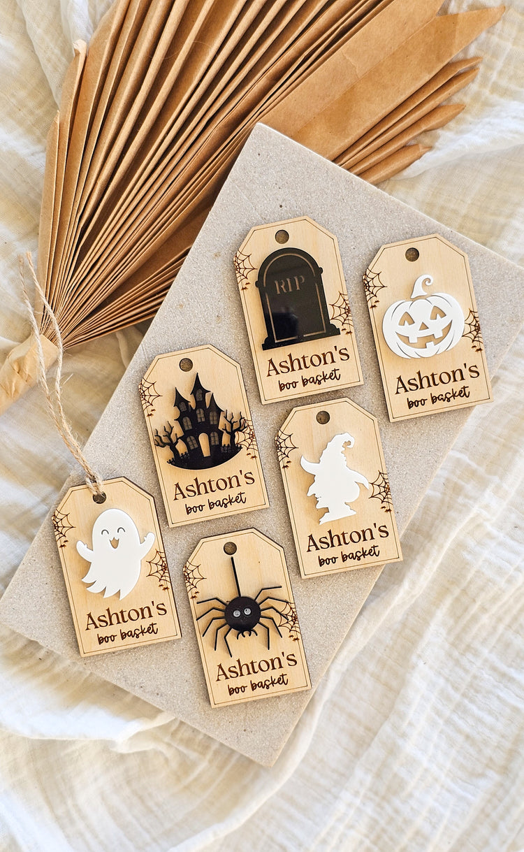 Halloween Timber Boo Basket Tags
