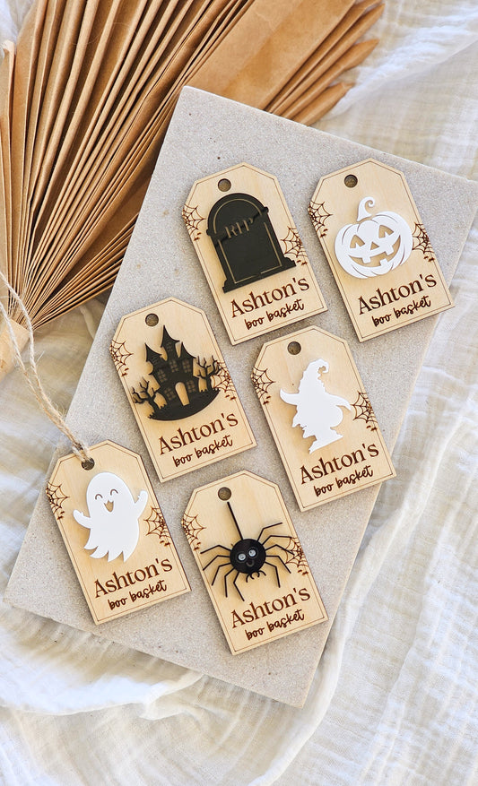 Halloween Timber Boo Basket Tags