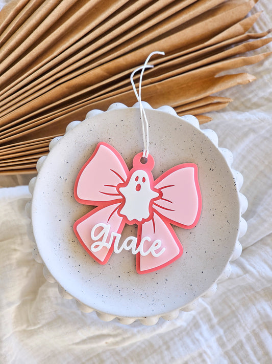 Bow Halloween Tag with Ghost