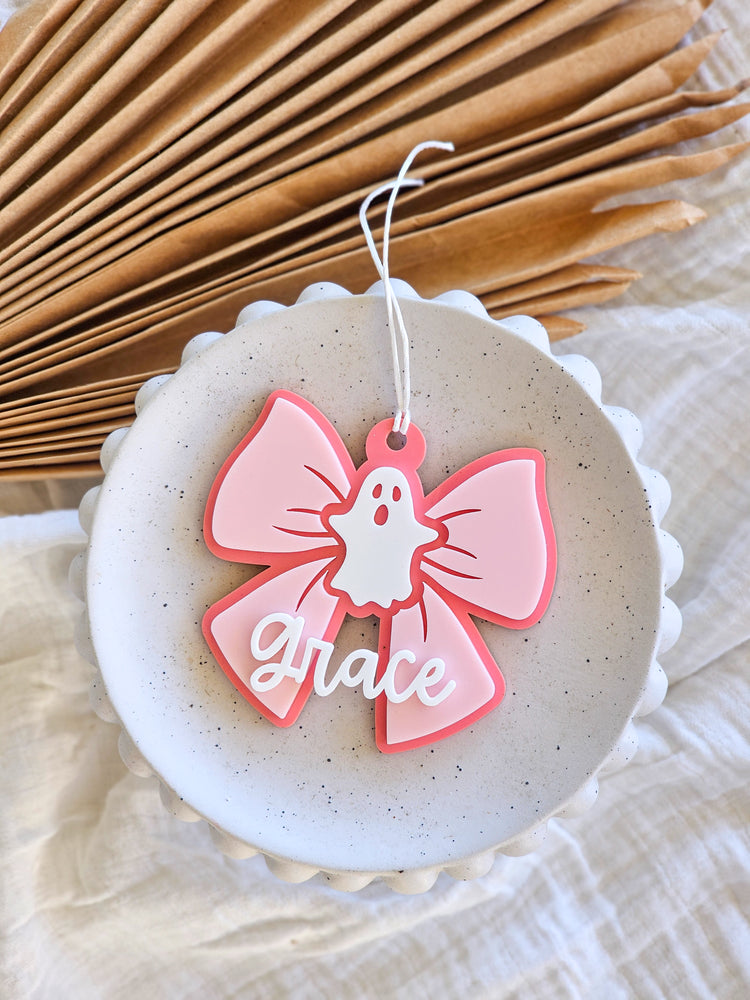 Bow Halloween Tag with Ghost