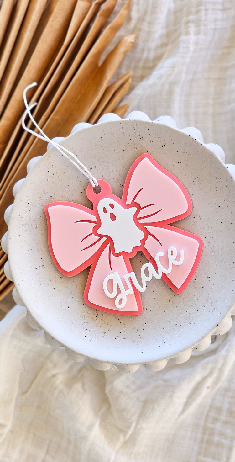 Bow Halloween Tag with Ghost