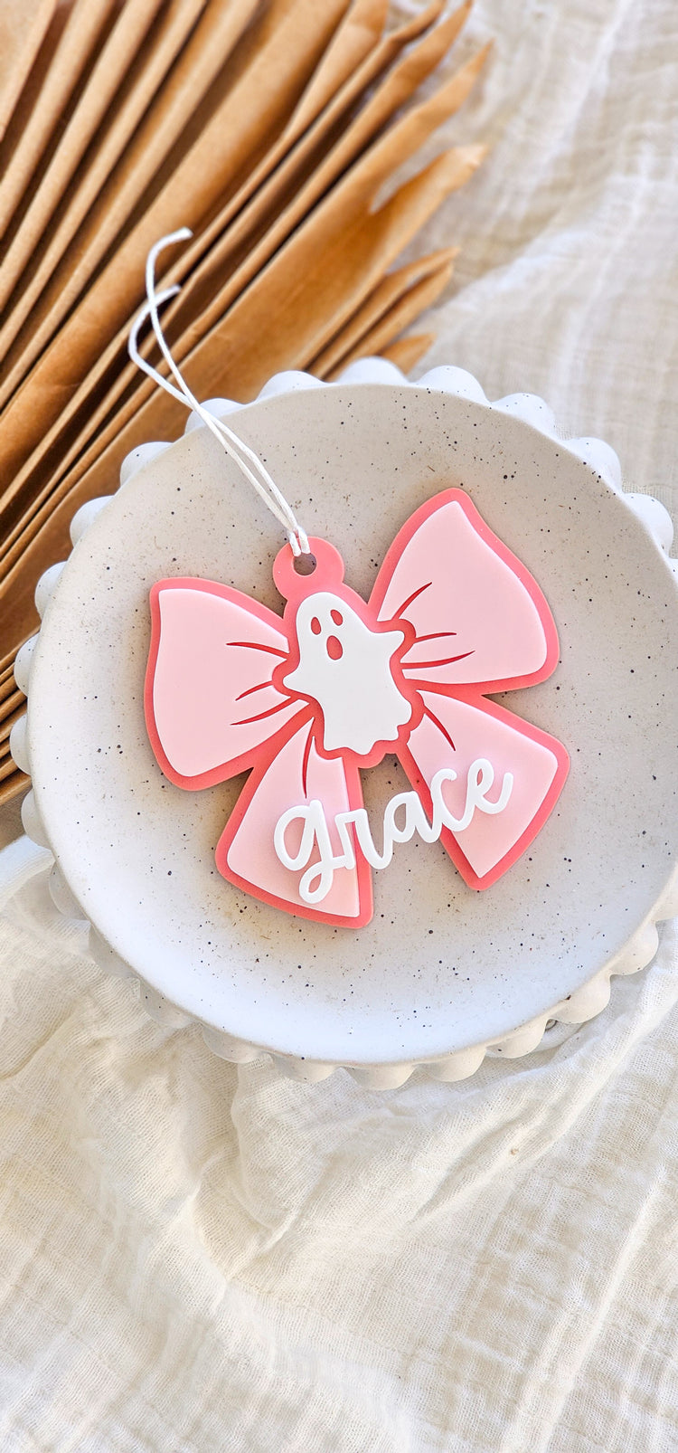 Bow Halloween Tag with Ghost