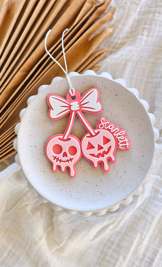 Halloween Cherry Bow Tag
