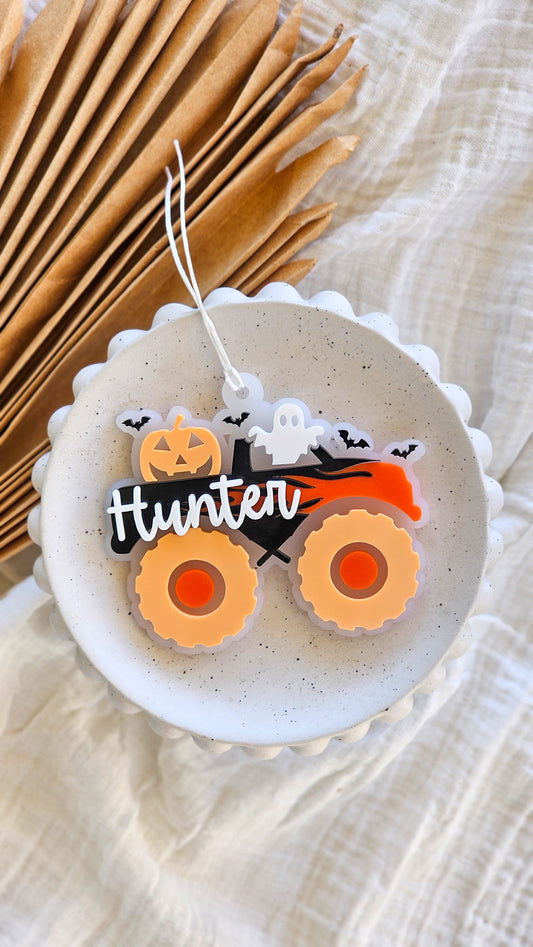 Monster Truck Halloween Acrylic Tag