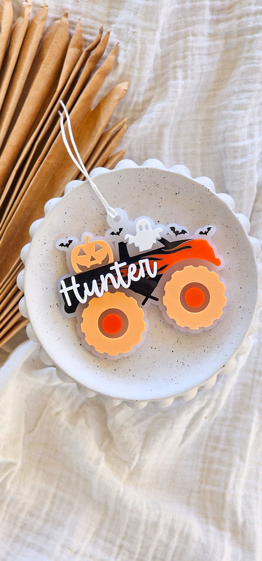 Monster Truck Halloween Acrylic Tag