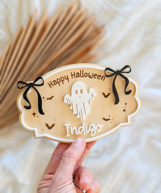 Halloween Crate PLAQUE ONLY | Ghost with Bows